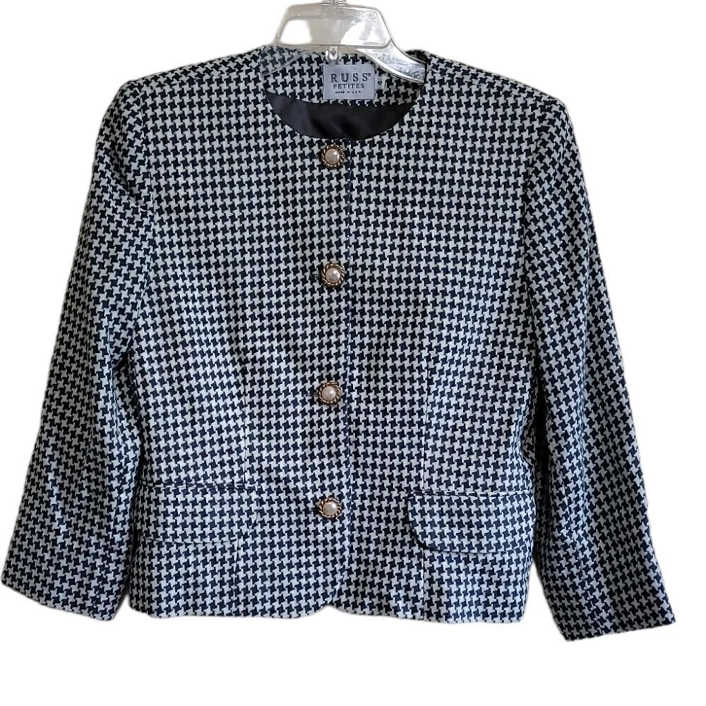 RUSS Gray and Cream Tweed Jacket Sz 4P